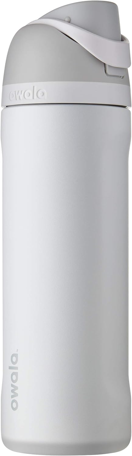 Owala FreeSip Insulated Stainless Steel Water Bottle with Straw for Sports and Travel, BPA-Free, 24-oz, Very, Very Dark
