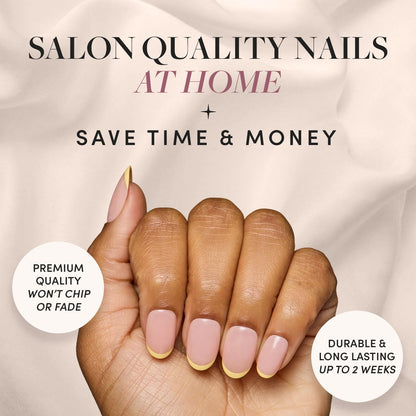 Glamnetic Press On Nails - Pistachio Crème | Short Almond Mint Blue French Tips with a Glossy Finish, Fake Nails, Reusable | 15 Sizes - 30 Nail Kit with Glue