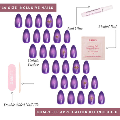 Glamnetic Press On Nails - Pistachio Crème | Short Almond Mint Blue French Tips with a Glossy Finish, Fake Nails, Reusable | 15 Sizes - 30 Nail Kit with Glue