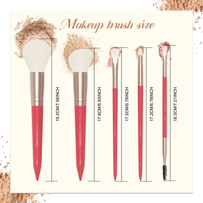 18-Piece Makeup Brush Set with Holder Case – Complete Professional Brush Collection for Flawless Makeup Application in Red -Soft Bristles (Red)
