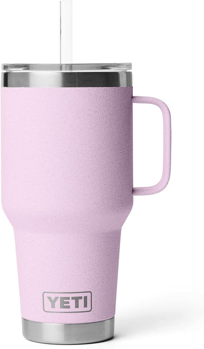YETI Rambler 42 oz Tumbler with Handle and Straw Lid, Travel Mug Water Tumbler, Vacuum Insulated Cup with Handle, Stainless Steel, Key Lime