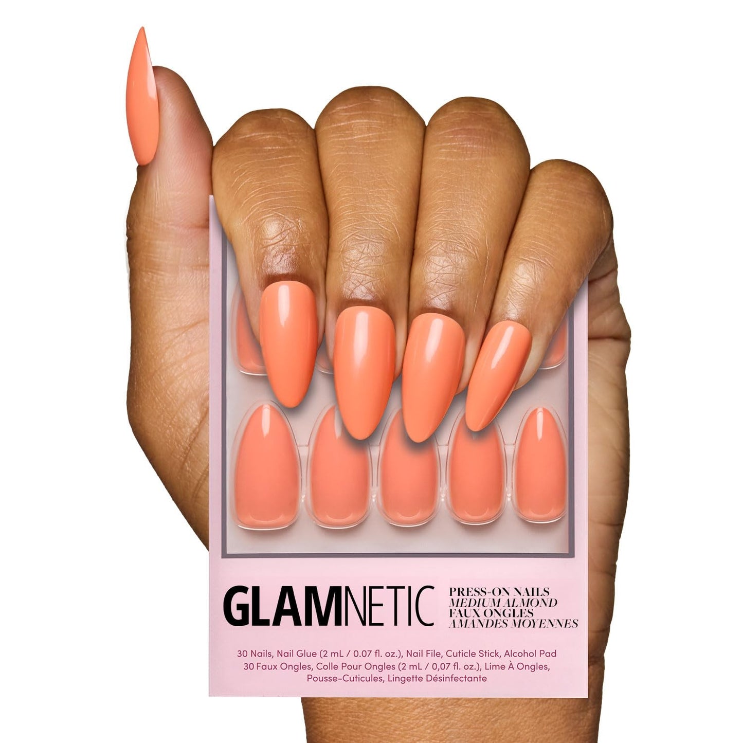 Glamnetic Press On Nails - Pistachio Crème | Short Almond Mint Blue French Tips with a Glossy Finish, Fake Nails, Reusable | 15 Sizes - 30 Nail Kit with Glue