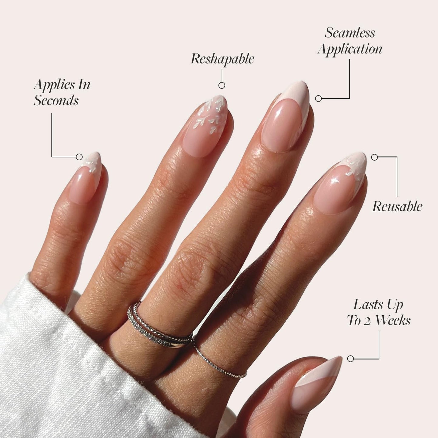 Glamnetic Press On Nails - Pistachio Crème | Short Almond Mint Blue French Tips with a Glossy Finish, Fake Nails, Reusable | 15 Sizes - 30 Nail Kit with Glue
