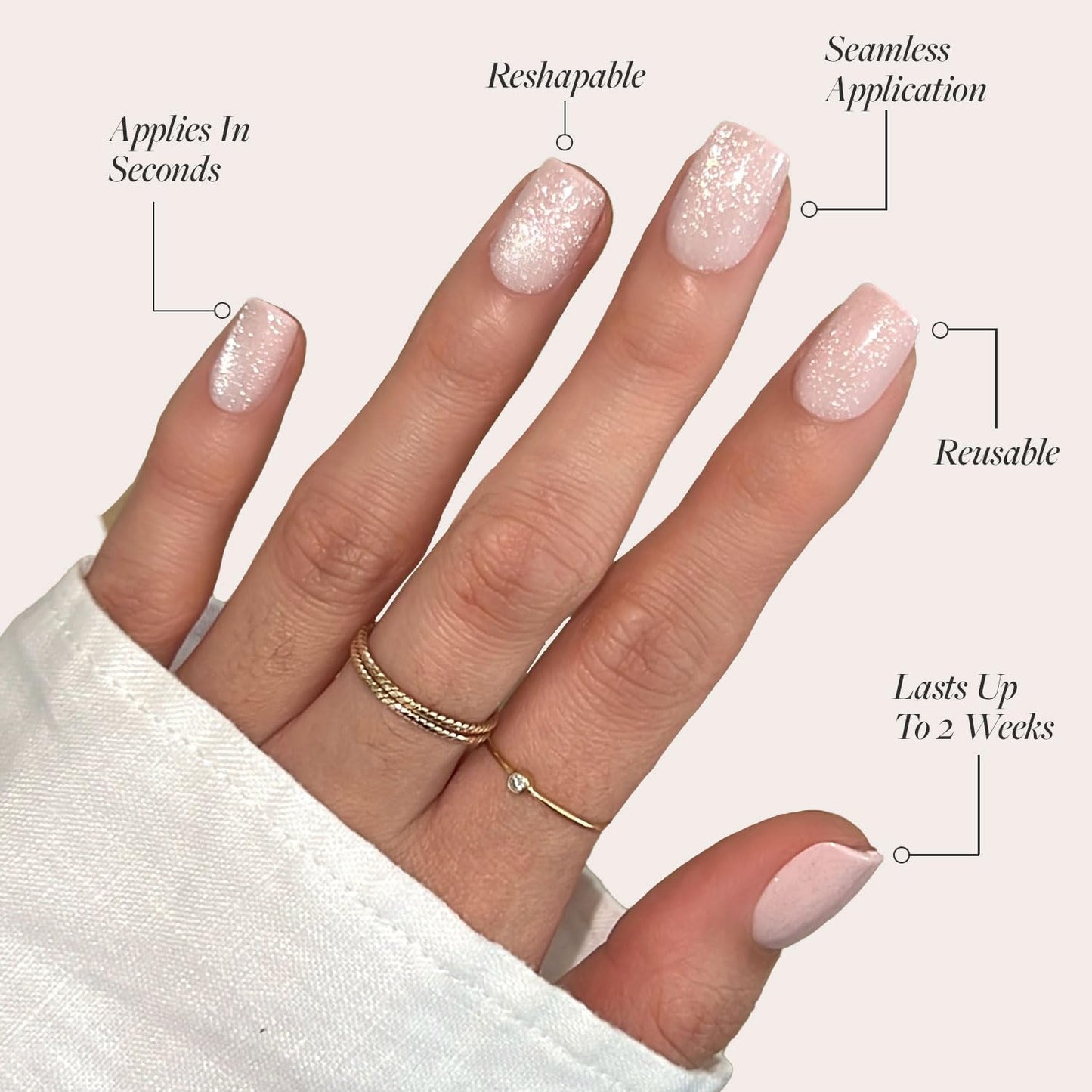 Glamnetic Press On Nails - Pistachio Crème | Short Almond Mint Blue French Tips with a Glossy Finish, Fake Nails, Reusable | 15 Sizes - 30 Nail Kit with Glue