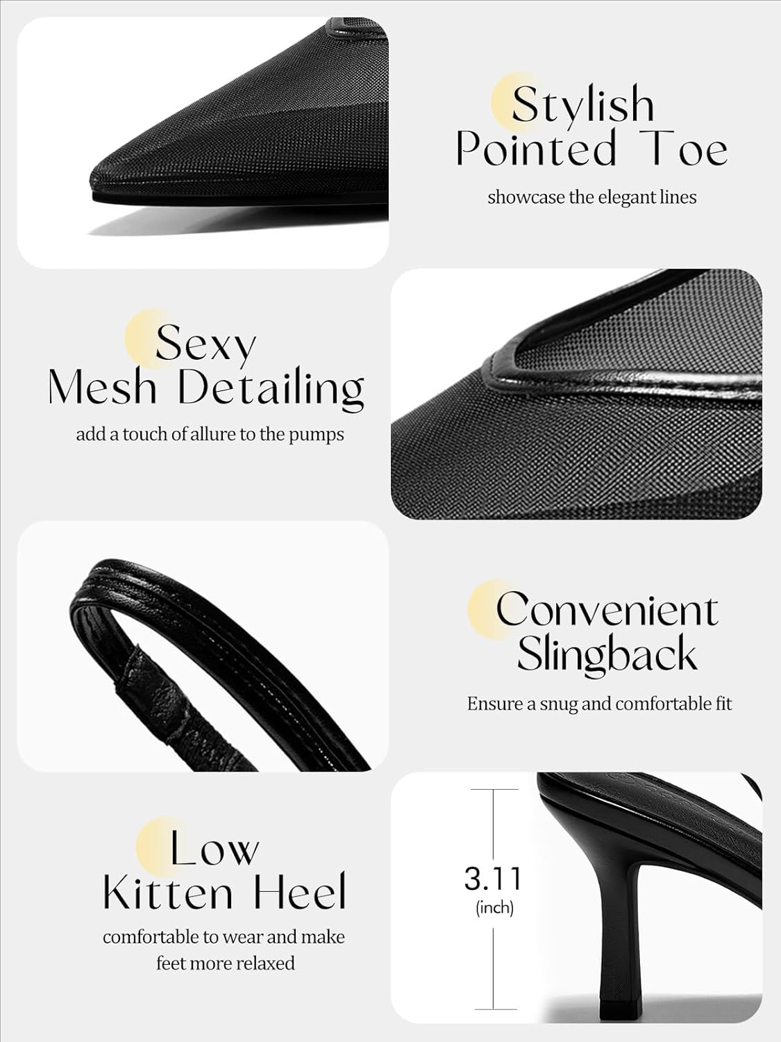 Elegant Slingback Kitten Heels