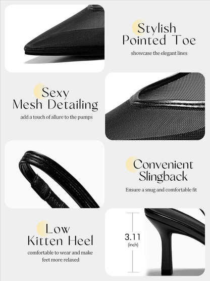 Elegant Slingback Kitten Heels
