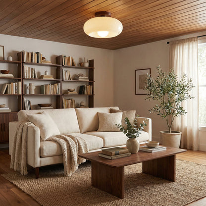 Lustre au plafond crème de style Bauhaus pour une ambiance élégante et moderne