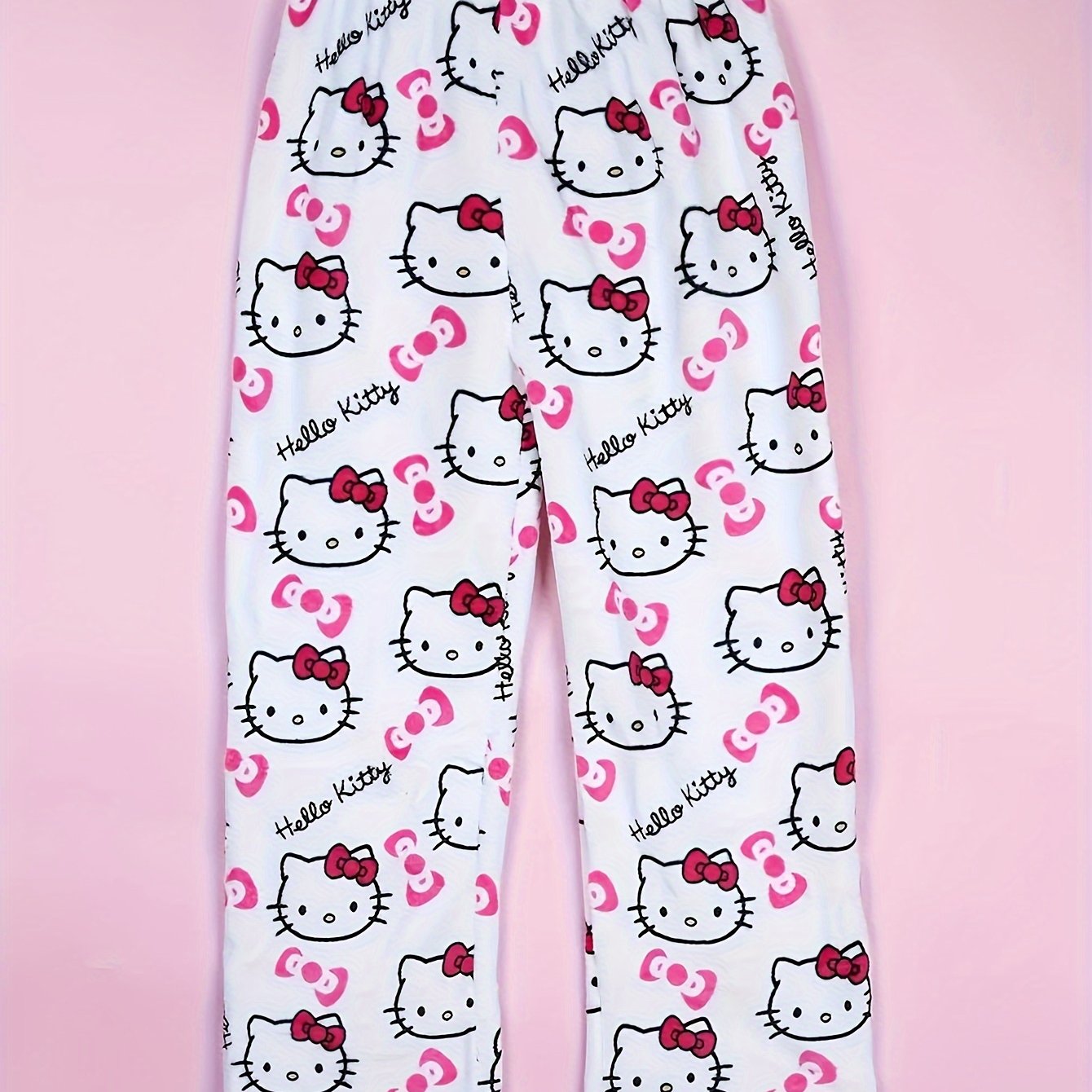 Cozy Hello Kitty Flannel Pajama Bottoms for Women - Ultra-Soft, Warm, and Comfy Anime Print Lounge Pants with Relaxed Fit, Perfect for Lounging, Sleepwear, and Casual Daily Wear