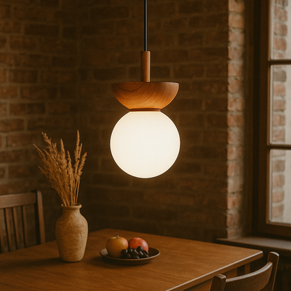 Lustra pendul japandi cu aspect natural pentru un ambient cald si elegant