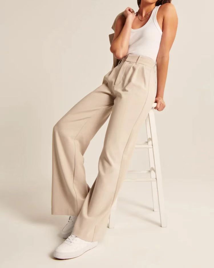 Hochbundhose - Damenhose mit weitem Bein und Taschen