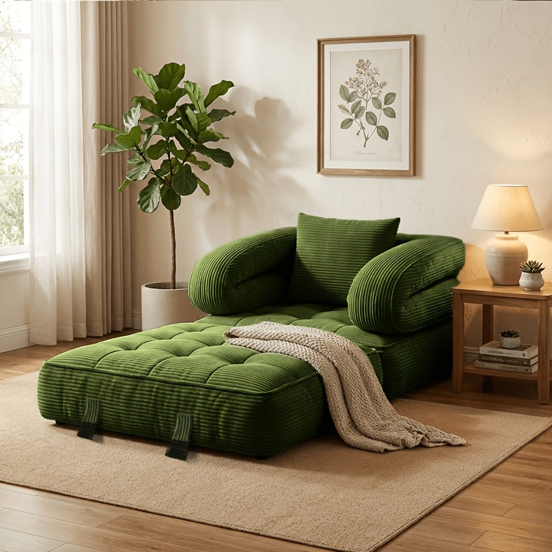 Modern Tatami Cloud Space-Saving Corduroy Upholstery Memory Foam Double-Layer Foldable Convertible No Assembly Required Sofa Bed Couch for Living Room Bedroom Apartment Office