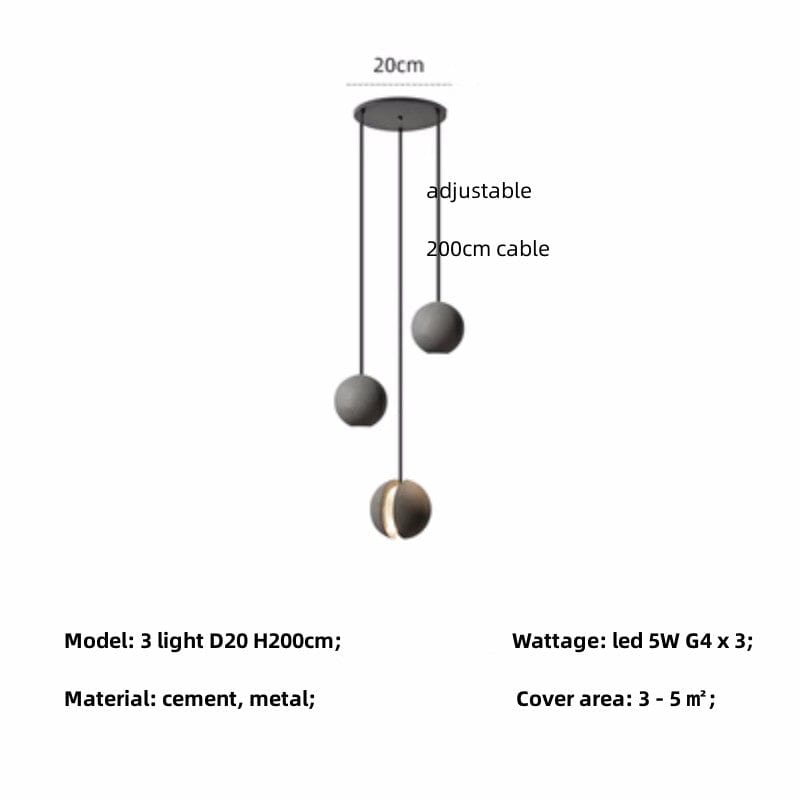 Sphered Cement Pendant Light