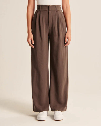 Hochbundhose - Damenhose mit weitem Bein und Taschen