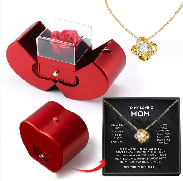 Charming Red Apple Jewelry Box with Eternal Rose - Perfect Gift for Christmas, Mother's Day, and Valentine's Day for Her!