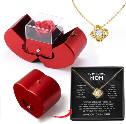 Charming Red Apple Jewelry Box with Eternal Rose - Perfect Gift for Christmas, Mother's Day, and Valentine's Day for Her!