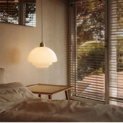 Luminaire en Verre Blanc Lacté, Lampe Suspendue Élégante et Sofistiquée