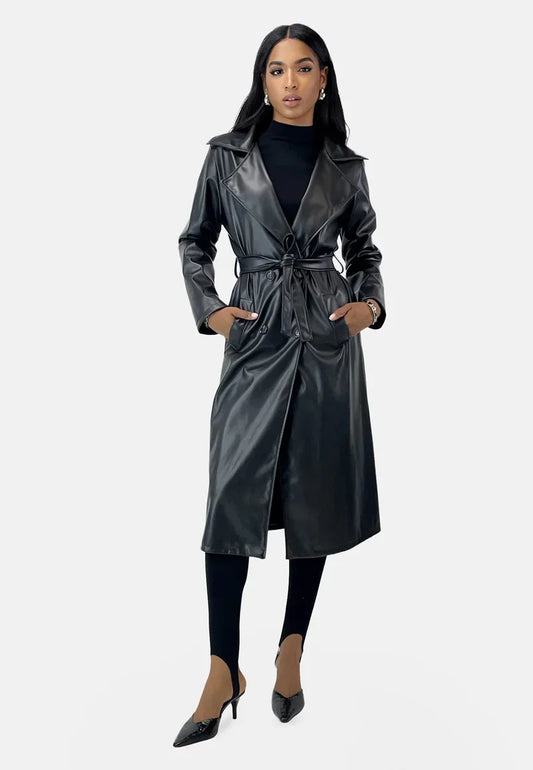 Faux Leather Trenchcoat