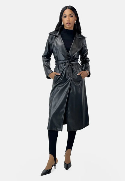 Faux Leather Trenchcoat