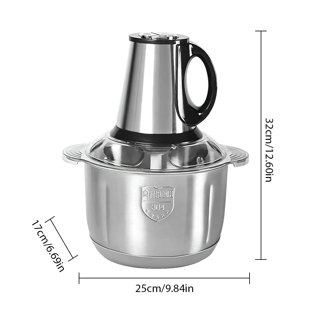 3 Speeds Electric Meat Mincer Grinder Stainless Steel Chopper 5L Home Food Processor Garlic Mud Maker Blender Large Capacity