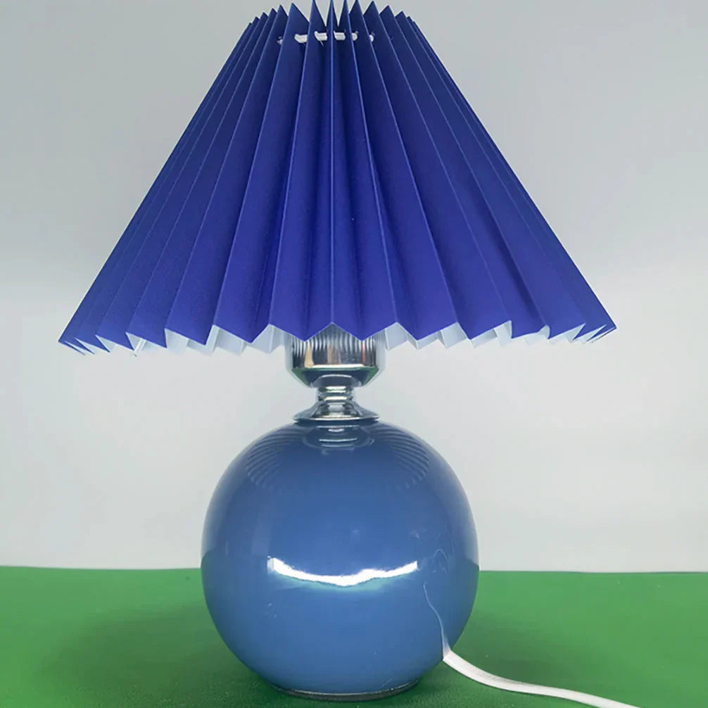 Modern Blue Vintage Pleated Table Lamp