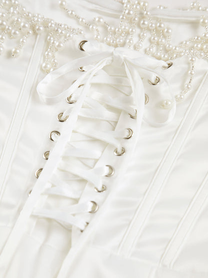 Olivia | Strapless Pearl Midi Dress