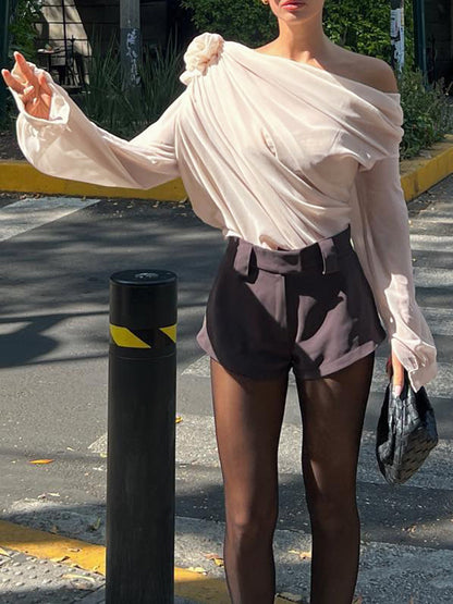 Chiffon One Shoulder Top