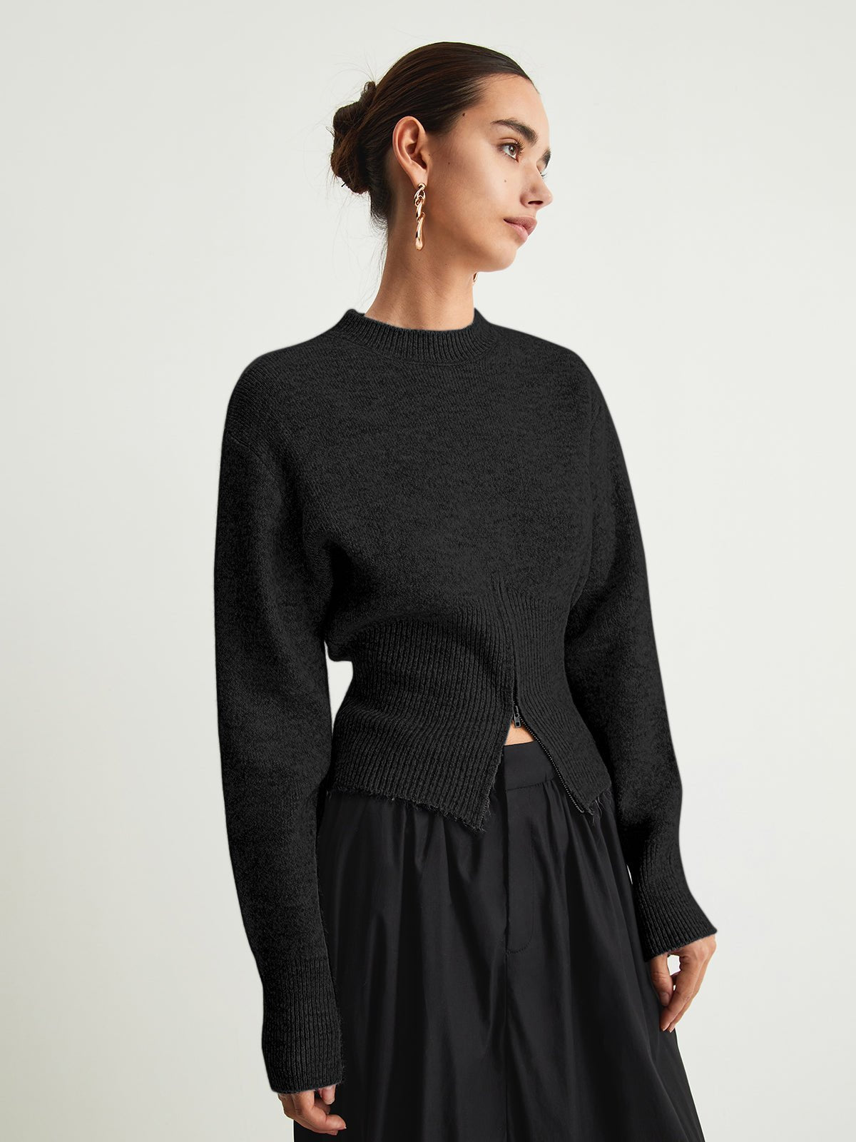 Half Zip Fuzzy Sweater