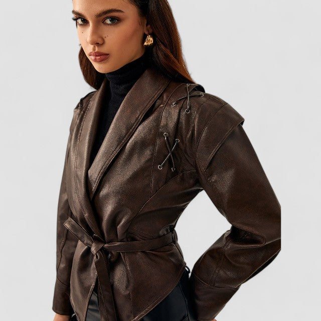 Piping Faux Leather Jacket