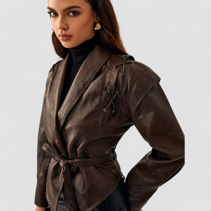 Piping Faux Leather Jacket
