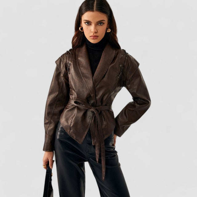 Piping Faux Leather Jacket