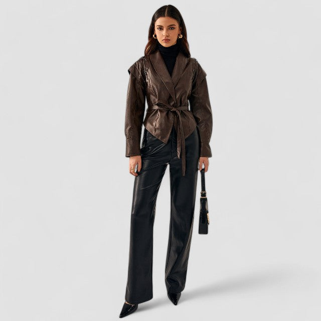 Piping Faux Leather Jacket
