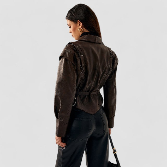 Piping Faux Leather Jacket