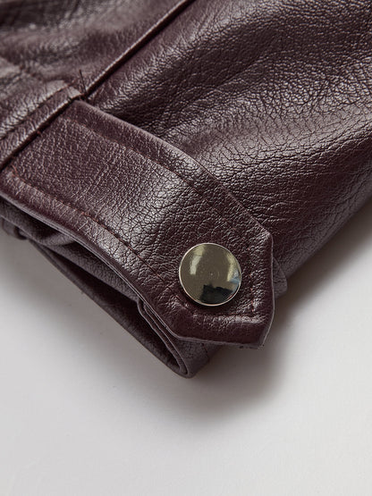 Vintage Zipper Faux Leather Jacket