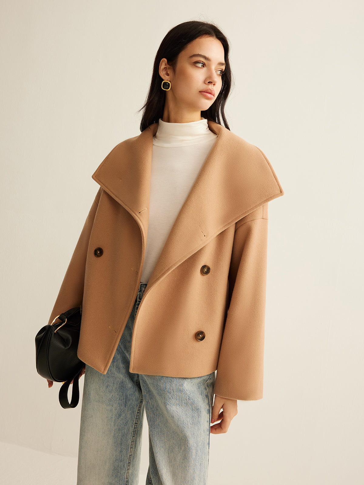 Large Collar Tweed Coat