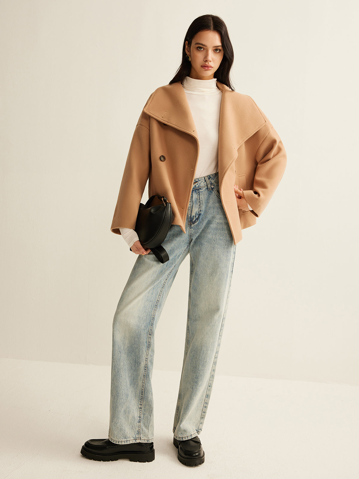 Large Collar Tweed Coat