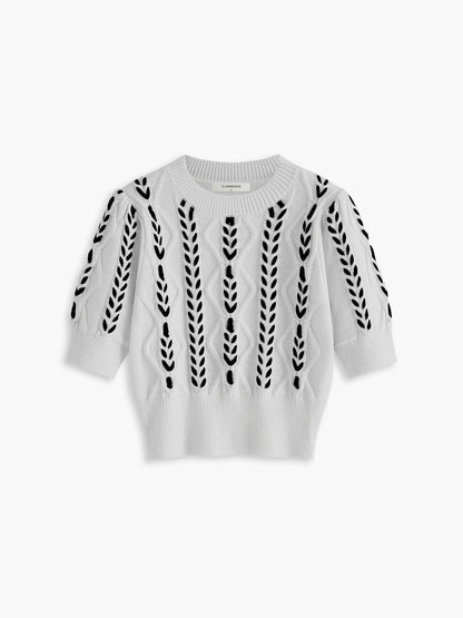 Contrast Binding Corset Cable Knit Top
