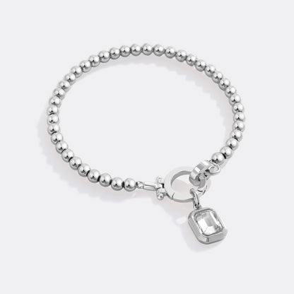 Mint Beaded Bracelet with Baguette Birthstone Charm