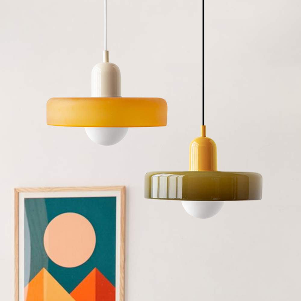 Bauhaus-Style Colored Glass Pendant Light