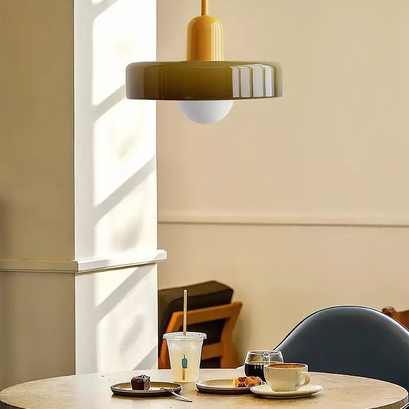 Bauhaus-Style Colored Glass Pendant Light