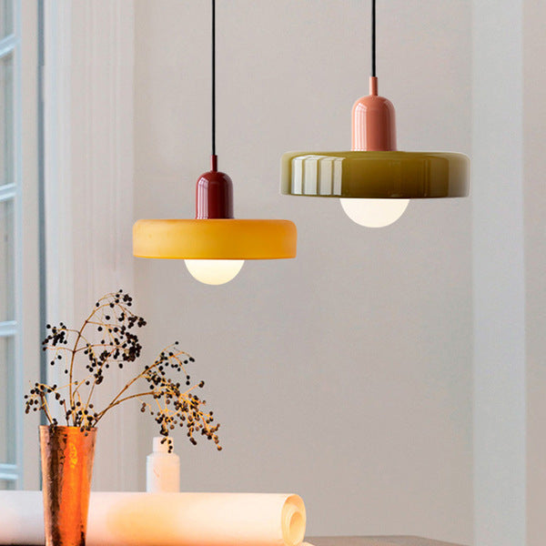 Bauhaus-Style Colored Glass Pendant Light