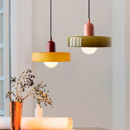 Bauhaus-Style Colored Glass Pendant Light