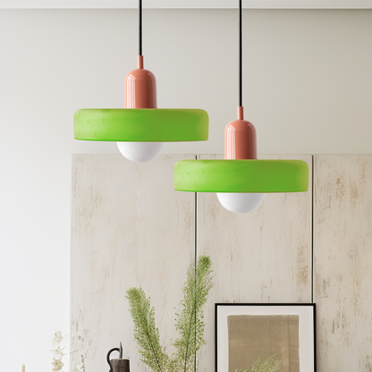 Bauhaus-Style Colored Glass Pendant Light
