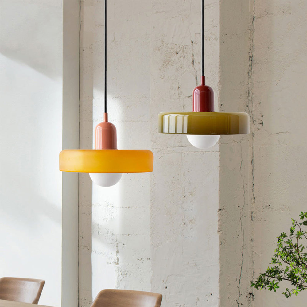 Bauhaus-Style Colored Glass Pendant Light
