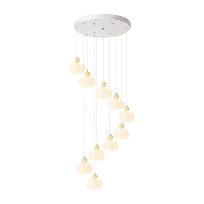 Cream Art Deco Staircase Chandelier - Elegant Vintage Lighting for Hallways