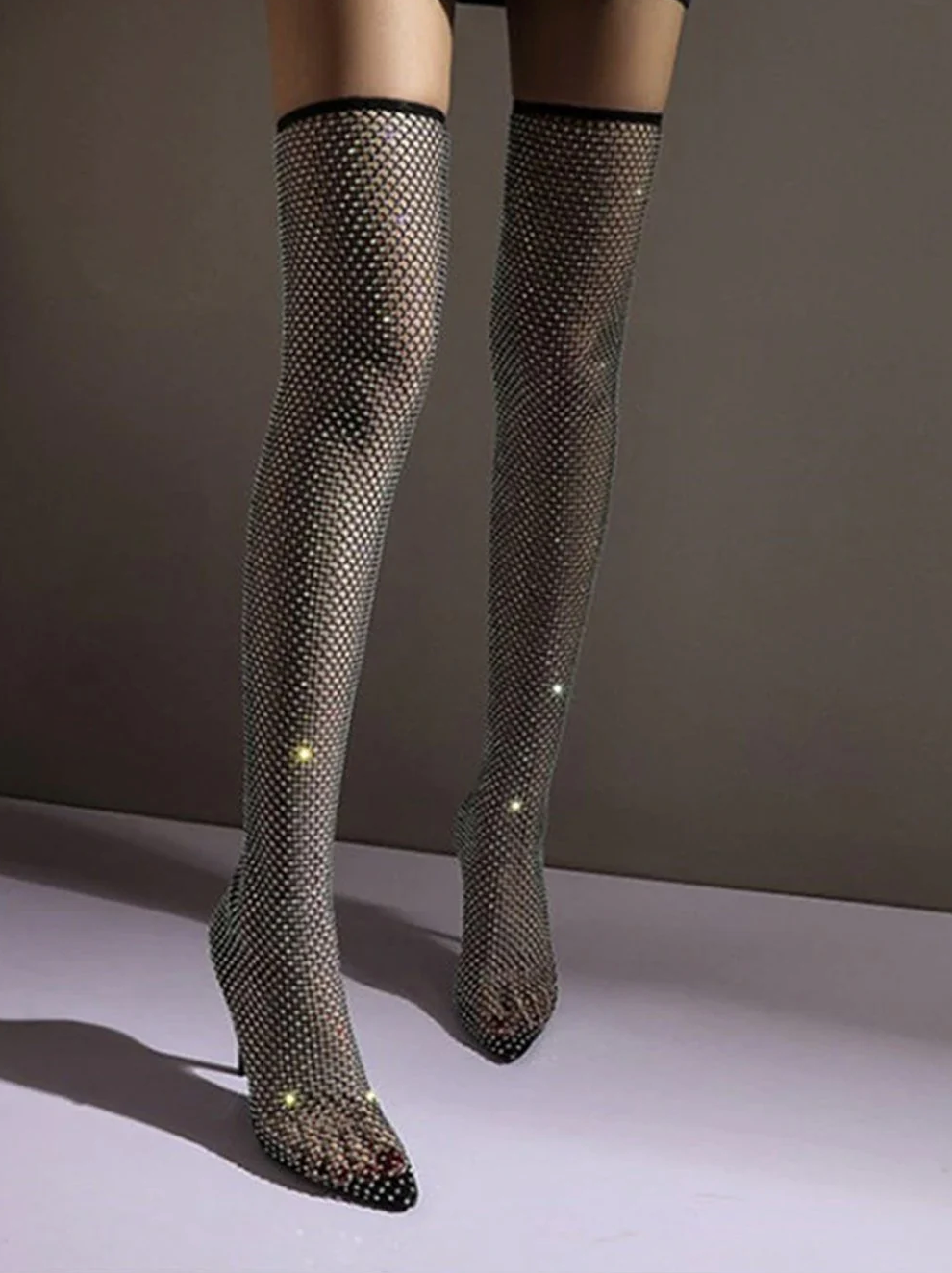 Norielle - Rhinestone & Mesh Puntige Hakken