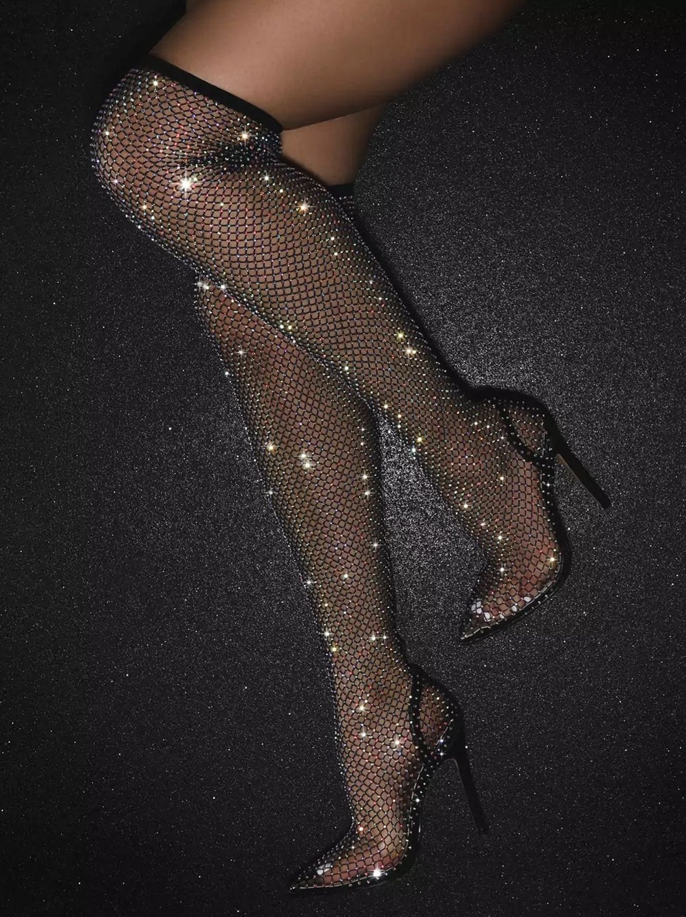 Norielle - Rhinestone & Mesh Puntige Hakken