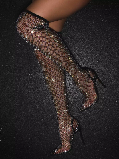Norielle - Rhinestone & Mesh Puntige Hakken