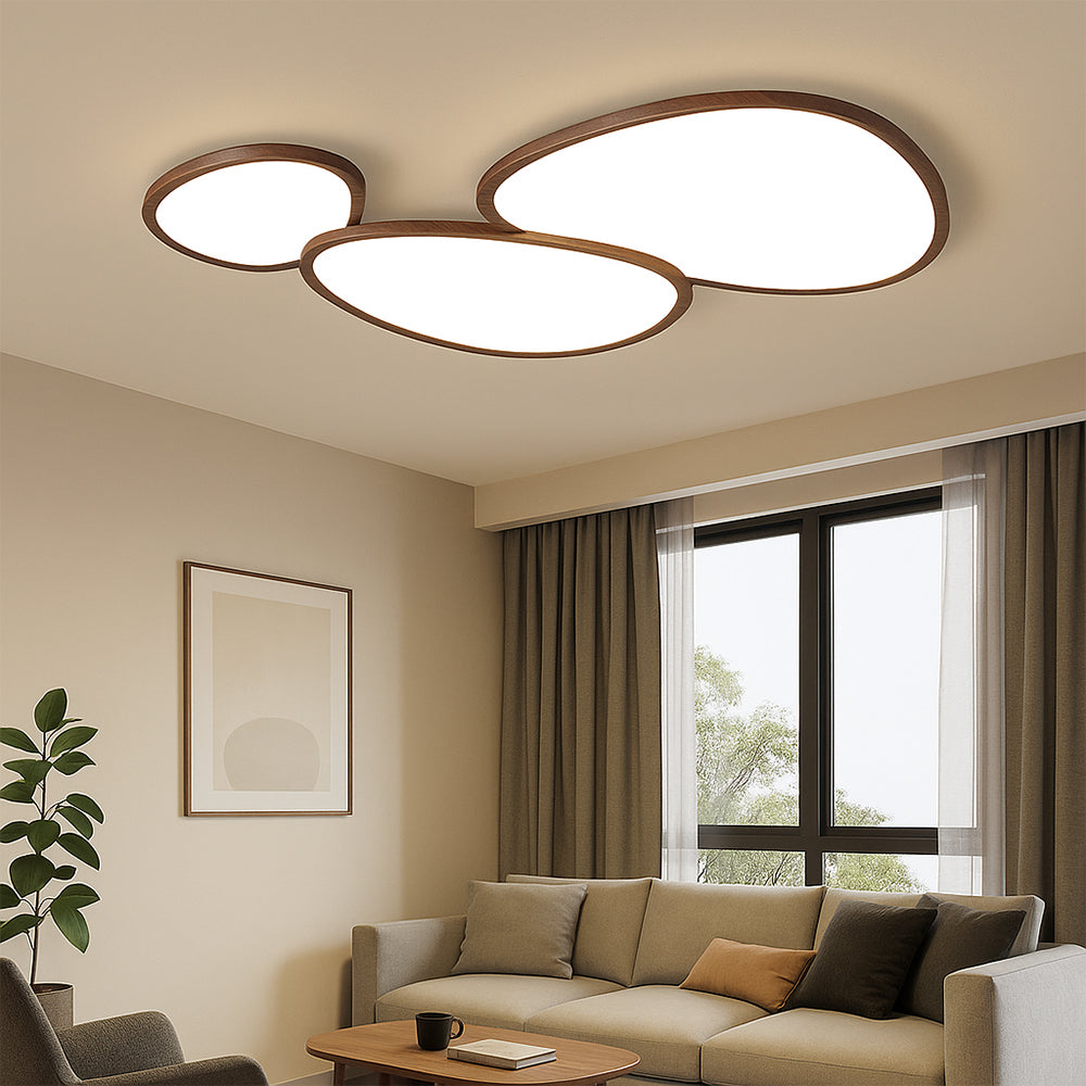 Plafonnier en bois foncé ultra fin pour un éclairage élégant et moderne