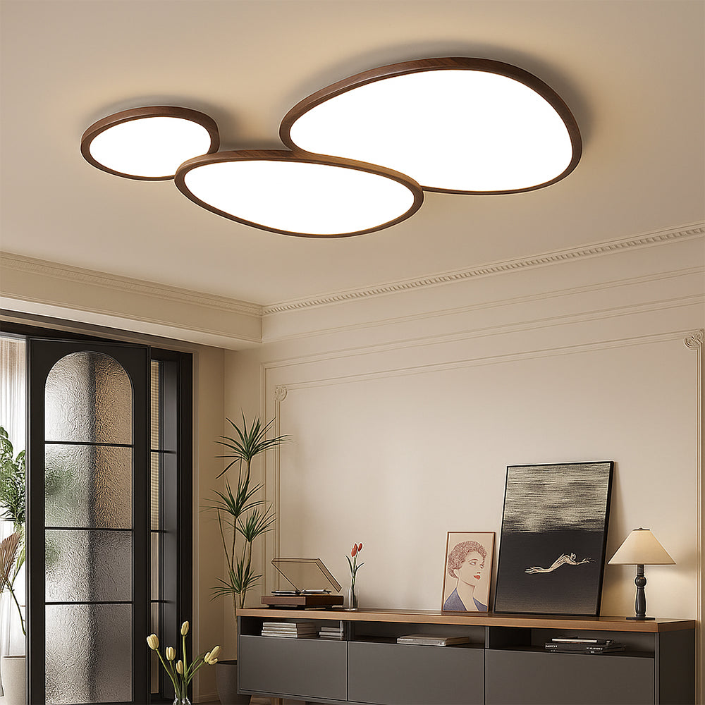 Plafonnier en bois foncé ultra fin pour un éclairage élégant et moderne