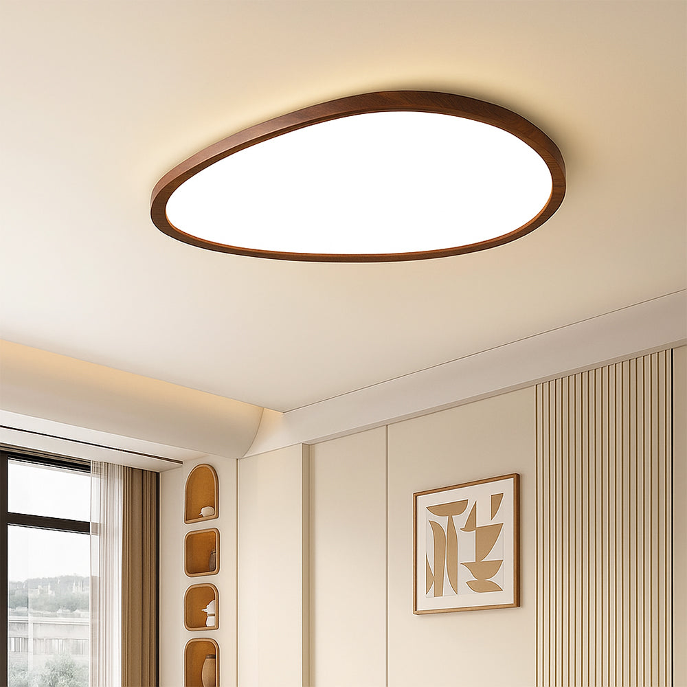 Plafonnier en bois foncé ultra fin pour un éclairage élégant et moderne